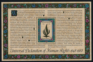 UNITED NATIONS - SC#545 1988 - Declaration of Human Rights Souvenir Sheet - MNH