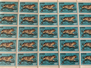 1962 Guinea Feline Stamps - Leopard Stamp Sheet - Sheet of 25, 5, Single, Stamp - MNH
