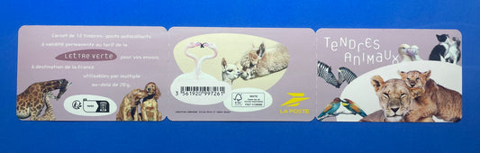 France Stamps - Tender animals Booklet of stamps - 12 stamps per booklet - MNH