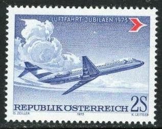 Austria Stamps 1973 SC#941, Douglas DC-9 Jet, First intl. Airmail, Vienna--Kiev