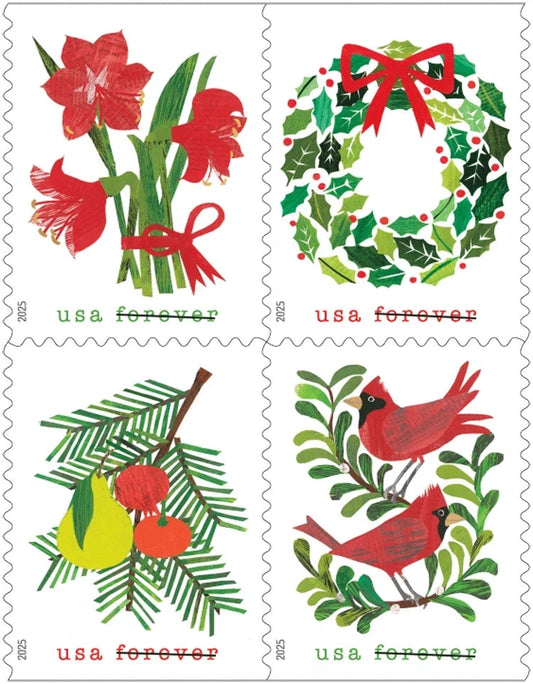 NEW ! US Stamps - 2025 SC#6033-6036 - Holiday Cheer Forever Stamps - MNH