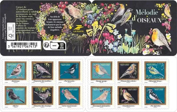 France Stamps - 2025 Bird Melody - Booklet of 12 Stamps - Sparrow,  warbler, Magpie, Robin Woodpecker - MNH - VF