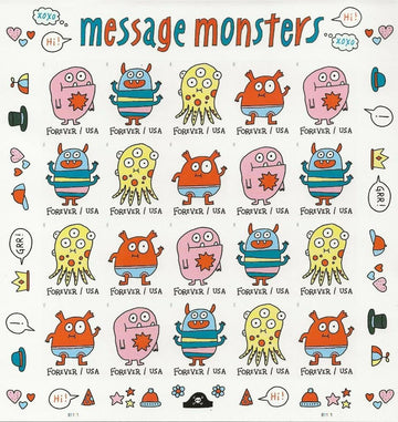 US 2021 SC#5636-5639, Message Monsters Stamps (One edition of 20 Stamps) MNH VF