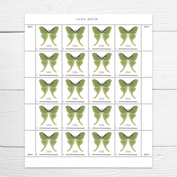 NEW ! US Stamps - 2025 SC#6031 - Luna Moth Non-Mach Surcharge Forever Stamps - Sheet of 20 - OR - Single Stamp - MNH