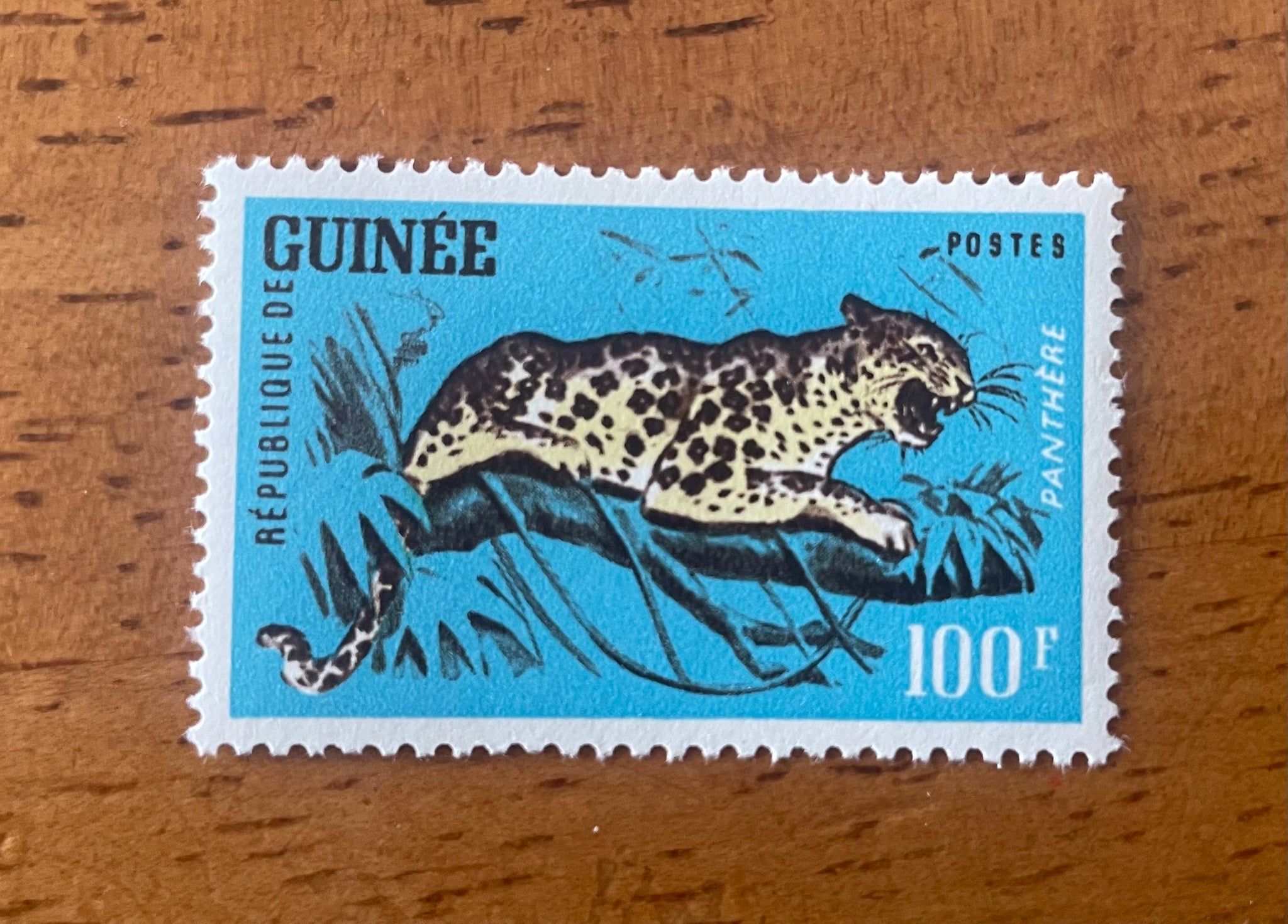 Antique Stamp Collection - 1962 Guinea Feline Stamps - Leopard Stamp Sheet - Single Stamp