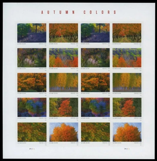 2024 US SC#5929a-38a 5938c - Autumn Colors Stamps - Imperf Orate - No-Die-Cut