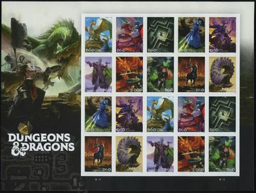 2024 US SC#5909a-18a 5918c - Dungeons & Dragons Stamps - Imperf Orate - No-Die