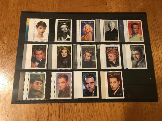 Legends of Hollywood Complete Set of all 14 Stamps, 1995-2010 - VF MNH