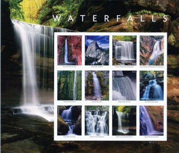 US 2023 MNH # 5800m IMPERFORATE NO DIE CUT WATERFALLS PANE OF 12 FOREVER STAMPS